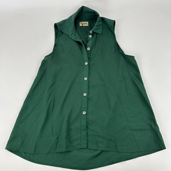 Show Me Your MuMu Womens Blouse Small Green Sleeveless Button Up - Picture 1 of 8